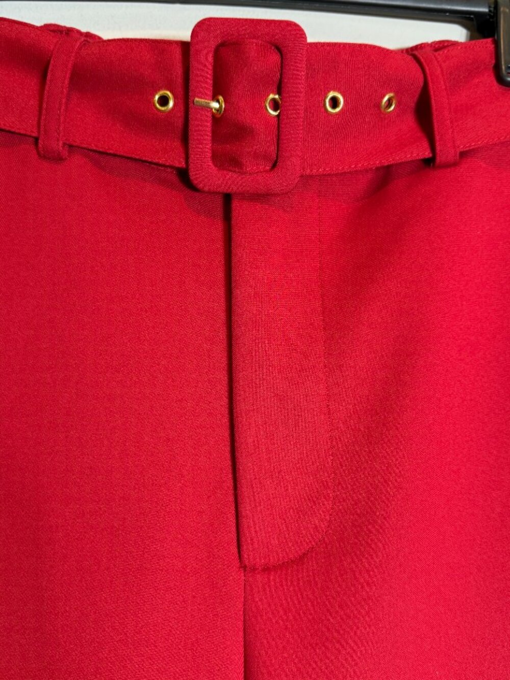 Show Me Your Mumu DJ Cropped Pants Womens Large Red Suiting Wide Leg Belted Boho - Picture 7 of 13